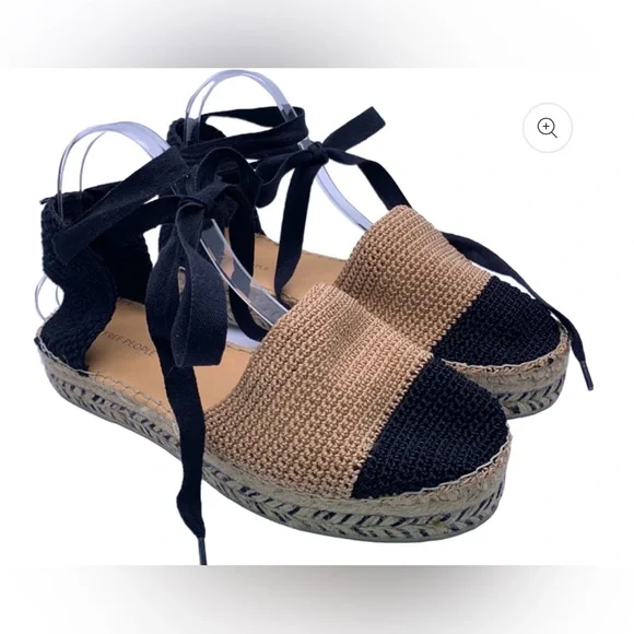 New Free People‎ Collection - Island Time Wrap Espadrilles Size 39 Black and Tan